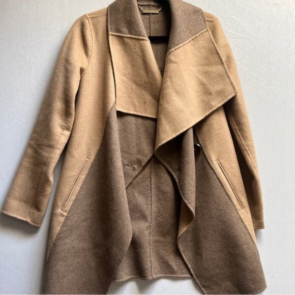 Diane Von Furstenburg DVF Shannon Wool Felted Two Tone Wrap Coat Sz S - Picture 7 of 13